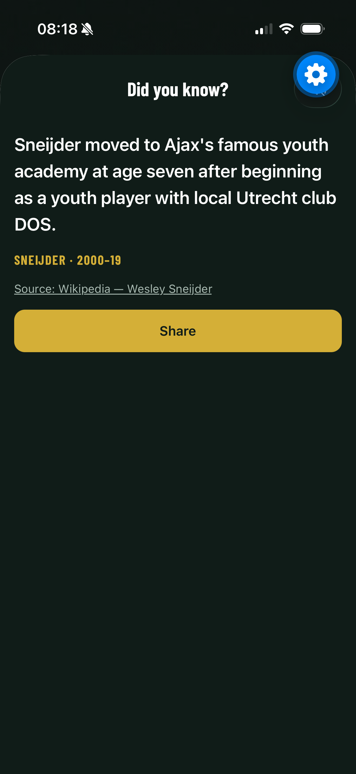The daily riddle card in the app